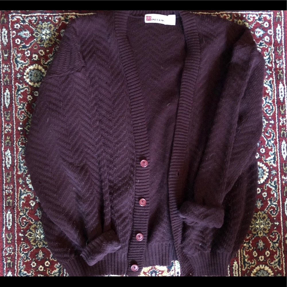 Oversized Burgundy Cardigan